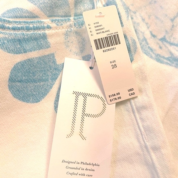 NWT Anthropologie x Anne Guest Size 28 Cyanotype High-Rise Jeans in White - Picture 10 of 10